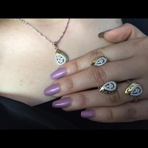 925 stamped silver two toned colors set